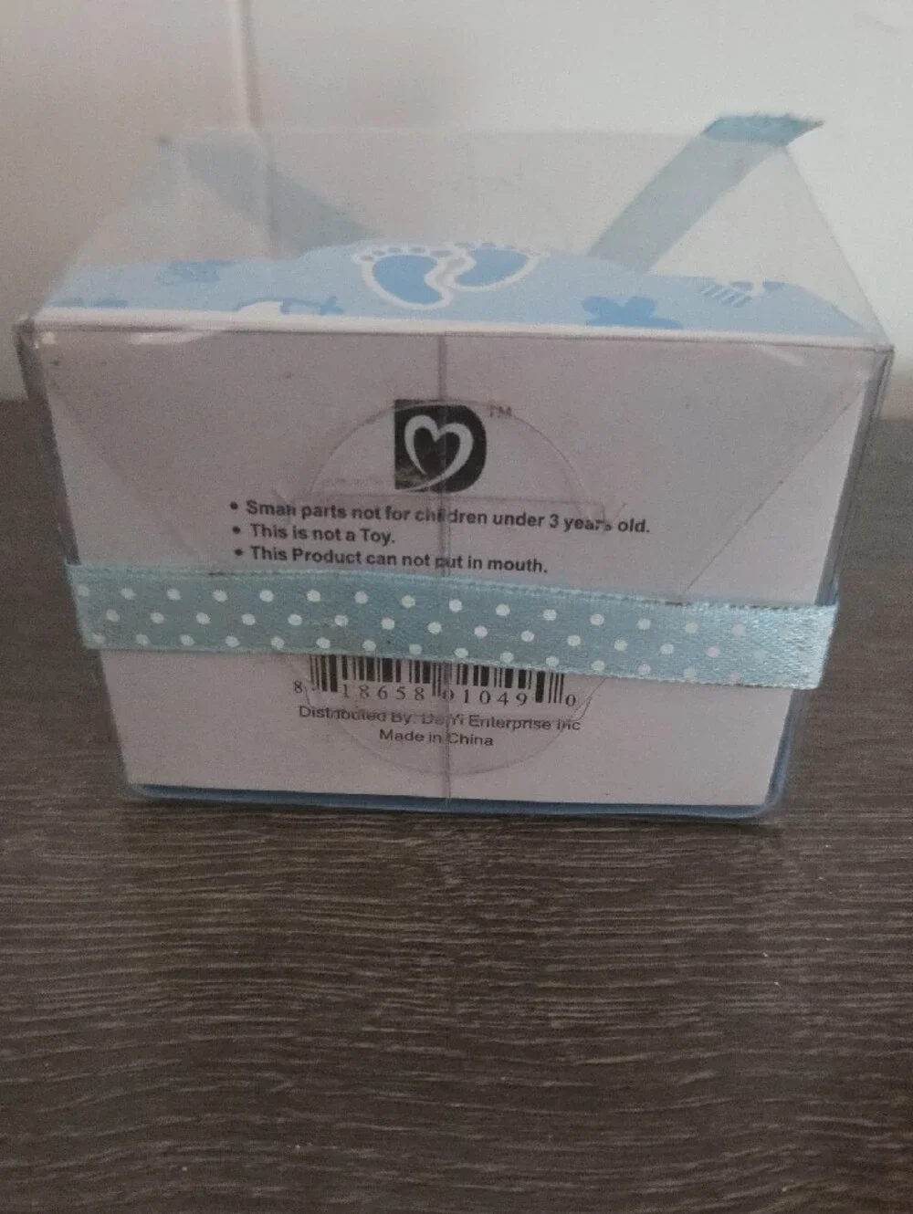Blue Teddy Bear with Sleeping Baby Figurine in Gift Box